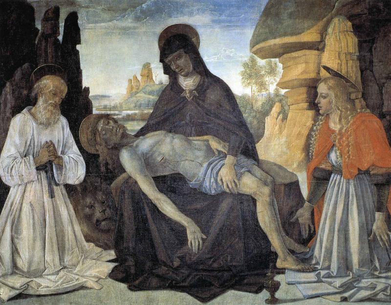 Pietro Perugino Pieta con San Girolamo e Santa Maria Maddalena oil painting picture